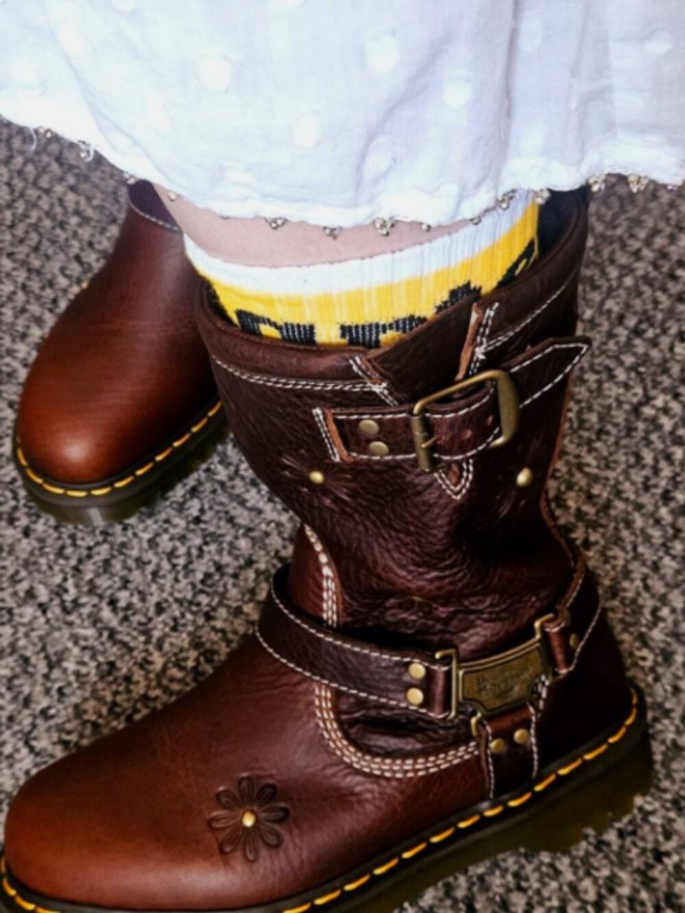 DR. MARTENS Anistone Hi FLOWER 🌺 Harness Biker Boots MSRP$340 ~ Limited Edition - Picture 7 of 16